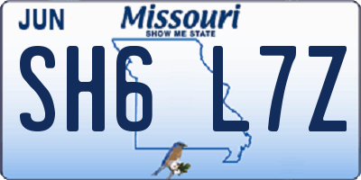 MO license plate SH6L7Z