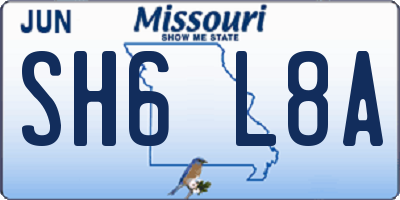 MO license plate SH6L8A
