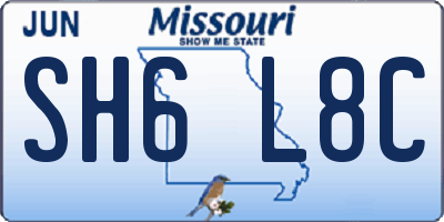 MO license plate SH6L8C