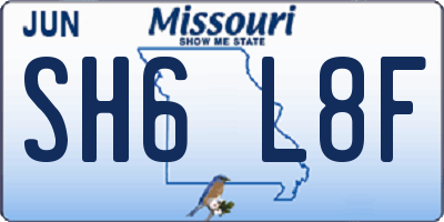 MO license plate SH6L8F