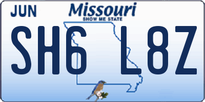 MO license plate SH6L8Z