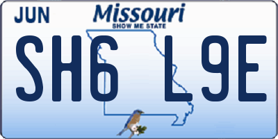 MO license plate SH6L9E