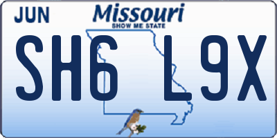 MO license plate SH6L9X
