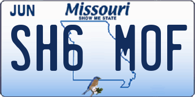 MO license plate SH6M0F