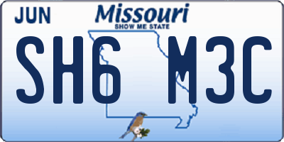 MO license plate SH6M3C
