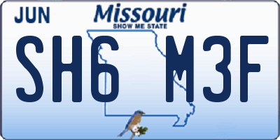 MO license plate SH6M3F