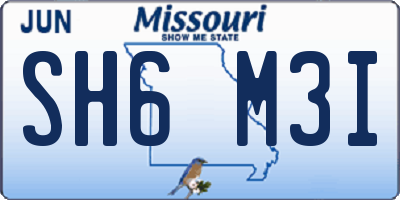MO license plate SH6M3I