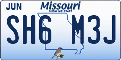 MO license plate SH6M3J