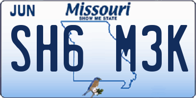 MO license plate SH6M3K