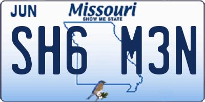 MO license plate SH6M3N