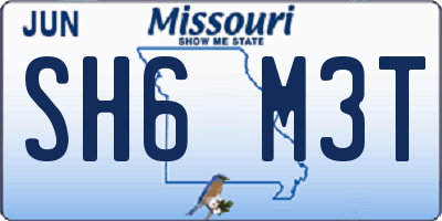 MO license plate SH6M3T