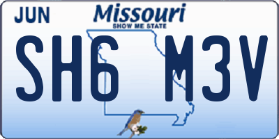 MO license plate SH6M3V