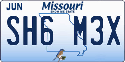 MO license plate SH6M3X