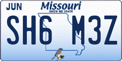 MO license plate SH6M3Z