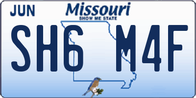 MO license plate SH6M4F