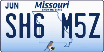MO license plate SH6M5Z