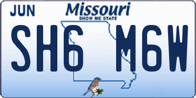 MO license plate SH6M6W