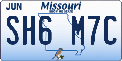 MO license plate SH6M7C