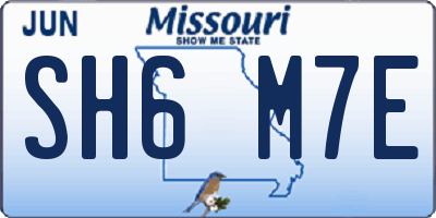 MO license plate SH6M7E