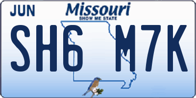 MO license plate SH6M7K