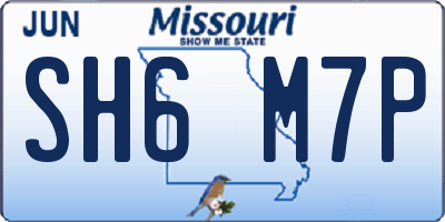 MO license plate SH6M7P