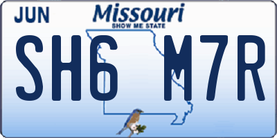 MO license plate SH6M7R