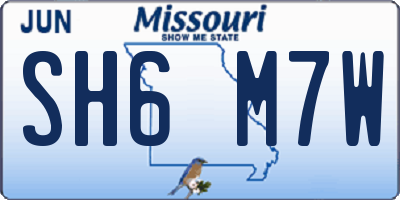 MO license plate SH6M7W