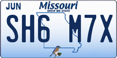 MO license plate SH6M7X