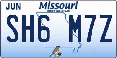 MO license plate SH6M7Z