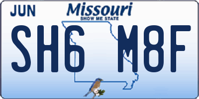 MO license plate SH6M8F
