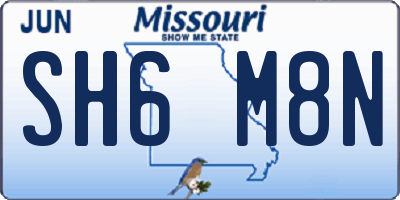 MO license plate SH6M8N