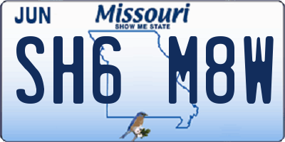 MO license plate SH6M8W