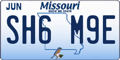 MO license plate SH6M9E