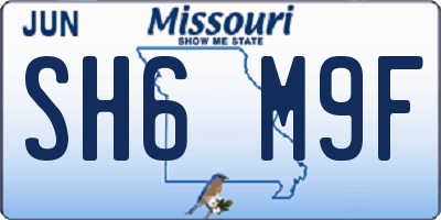 MO license plate SH6M9F