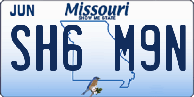 MO license plate SH6M9N