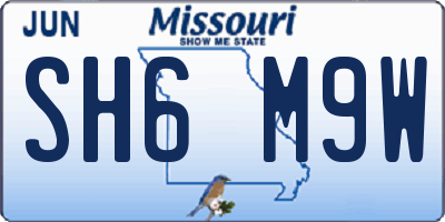 MO license plate SH6M9W