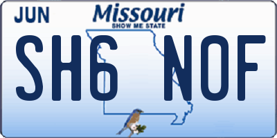 MO license plate SH6N0F