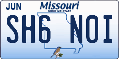 MO license plate SH6N0I