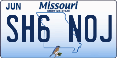 MO license plate SH6N0J