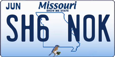 MO license plate SH6N0K