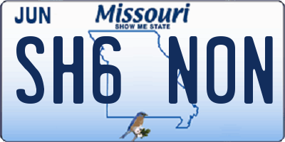 MO license plate SH6N0N