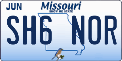 MO license plate SH6N0R
