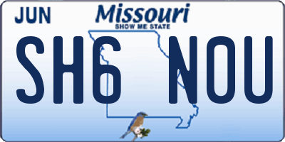 MO license plate SH6N0U