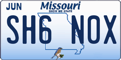 MO license plate SH6N0X