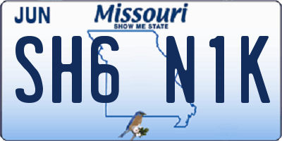 MO license plate SH6N1K