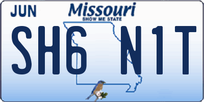 MO license plate SH6N1T