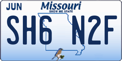 MO license plate SH6N2F