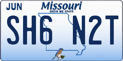 MO license plate SH6N2T