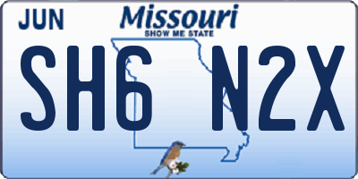 MO license plate SH6N2X