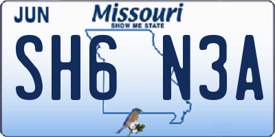 MO license plate SH6N3A